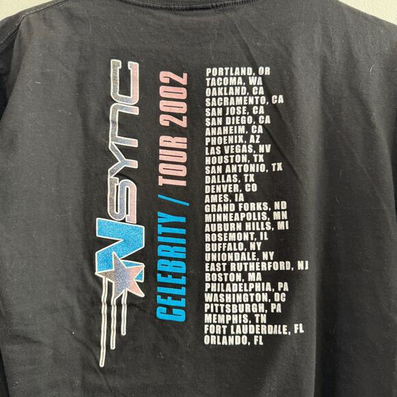 Vintage Y2K NSync Celebrity 2002 Tour T-shirt Graphic Tee Cygnus Tag Size M - Picture 4 of 4